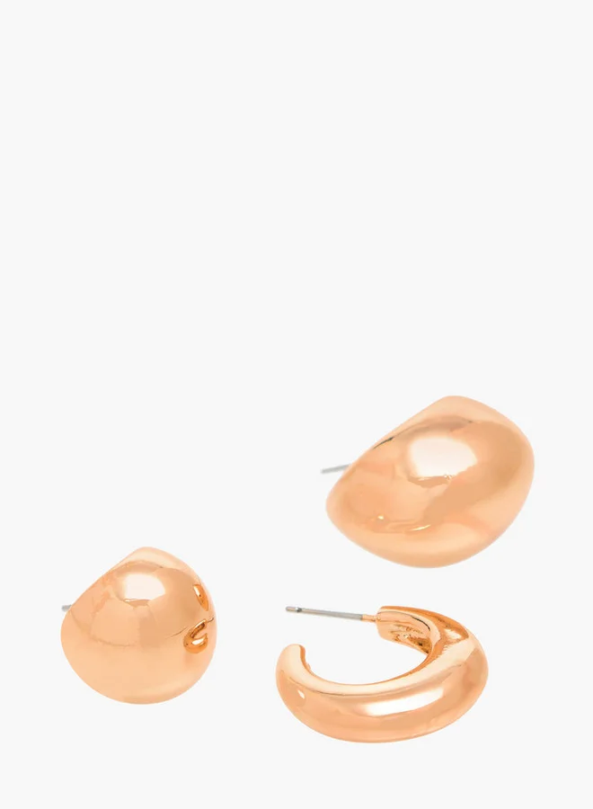 Flora Bella By Shoexpress GOLD Pack Of 3 Gold Tone Earrings With Pushback Closure for Women | Best Price UAE